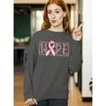 thumbnail image 3 of Breast Cancer Support Hope Pink Ribbon Crewneck Sweatshirt, M, Charcoal, 3 of 5