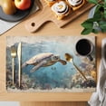 thumbnail image 2 of Ocean Turtle Placemats Set of 8 Retro Coral Reef Illustration Coastal Place Mats Indoor Wipeable Table Mats Washable Cloth Dining Table Placemats for Kitchen Holiday Party Home Decor 13x19 Inch, 2 of 9