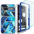 thumbnail image 1 of HAHDAXIA Google Pixel 7a Case, Pixel 7A Case with [3X Tempered Glass Screen Protector], Hard PC Bumper + Sofe TPU Shockproof Armor Impact Resistance Hybrid Marble Colorful Phone Case for Goog, 1 of 7