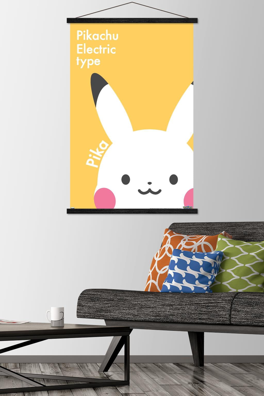 Pokemon - Pikachu Electric Type Wall Poster with Magnetic Frame, 22.375" x 34"