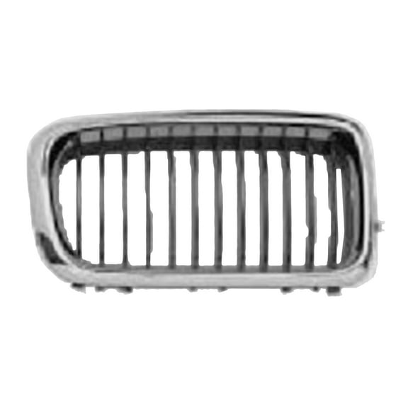 New Aftermarket Premium Fit Chrome / Black Passenger Side Grille 51138231594 fits 1999-2001 BMW 740i