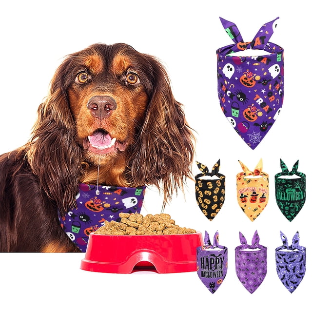 Xihbxyly Bandana de Halloween para Mascotas, Material Suave y Transpirable, Lavable a Máquina, Diseños Únicos, Cómoda y Elegante, Perfecta para Fiestas, Festivales, Perros y Gatos, Tamaño 70 X 48 X 4