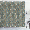 thumbnail image 1 of Geek Shower Curtain, Repeating Pattern with Stack of Books Combined with Hearts Coffee and Nerd Glasses, Fabric Bathroom Set with Hooks, 69W X 75L Inches Long, Multicolor, by Ambesonne, 1 of 3