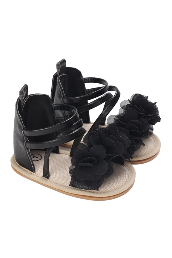 Baby Girls First Walker Shoes Ruffle Bowknot Soft Sole Anti-Slip Open Toe Breathable Summer Outdoor Sandals 6-12 Months