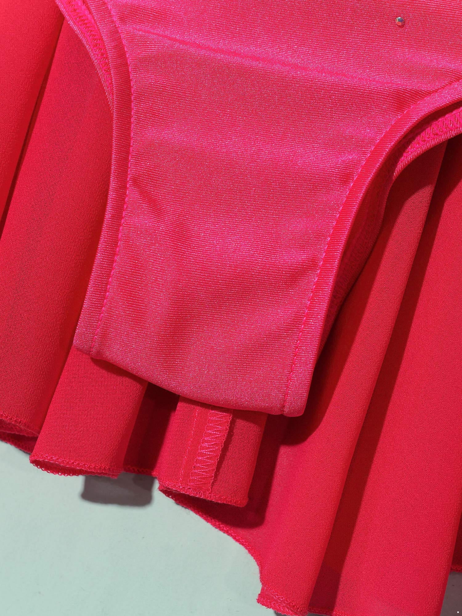 Alvivi Rhinestone Sleeveless Athletic Dance Dress for Kids Girls Figure Skating Competition Costume Hot Pink 6