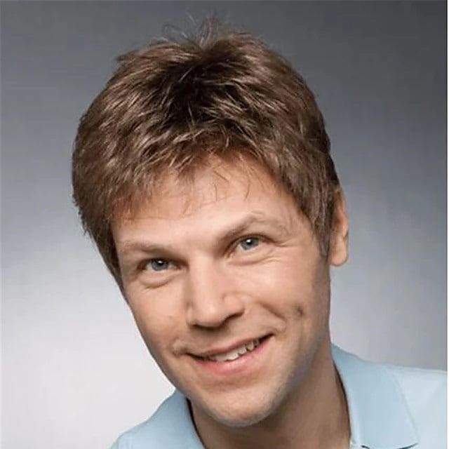 Perruques pour Hommes Perruques à Cheveux Courts Perruque en Cheveux Synthétiques Aspect Naturel Perruque en Fibre Résistante à la Chaleur Remplacement de Cheveux Extensions Perruques