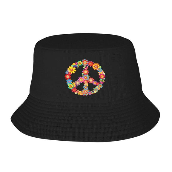 Flower Peace Bucket Hat For Womens And Mens Outdoor Beach Fisherman Hat Sun Hat