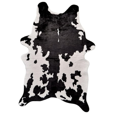 Santa Clara Faux Cowhide Rug, Holstein Black/White, 5ft x 7ft Area Rug