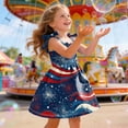 thumbnail image 3 of Faraee 4th of July Toddler Girl Outfit Smocked USA Sleeveless Dress Kids Summer Patriotic Clothes American Flag Sundress (4-5T,Dark Blue), 3 of 5