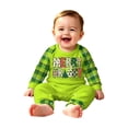 thumbnail image 3 of Merry Bright Letter Print Matching Christmas Pajamas for Family, Green Raglan Top & Plaid Pants, Cozy Christmas Pjs for Holiday Photo, 3 of 5