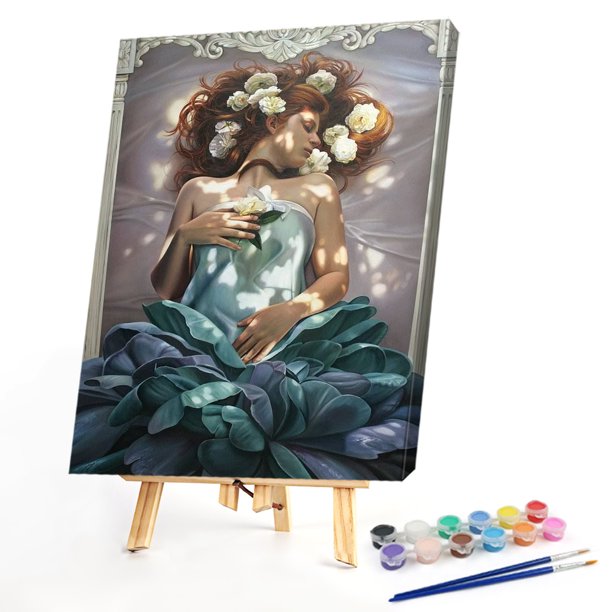 Cuadros Decorativos Flor hombre pintura al óleo por números Kit DIY pintura acrílica sobre lienzo (B1933) Wdftyju embutido en tela