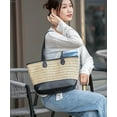thumbnail image 3 of Kukuzhu Large Women's Woven PU Straw Geometric Tote Shoulder Bag White, 3 of 7