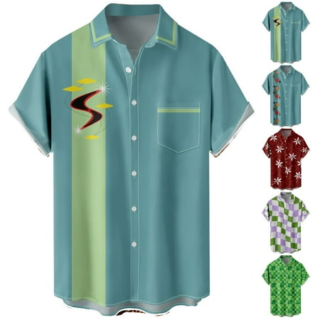 

Boys Crewneck Hawaiian Shirt Printed Cheap Bowling Shirts Sizes Kids-Adult Unisex