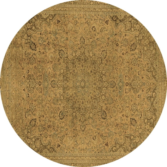 Ahgly Company Indoor Round Abstract Brown Modern Area Rugs, 6' Round