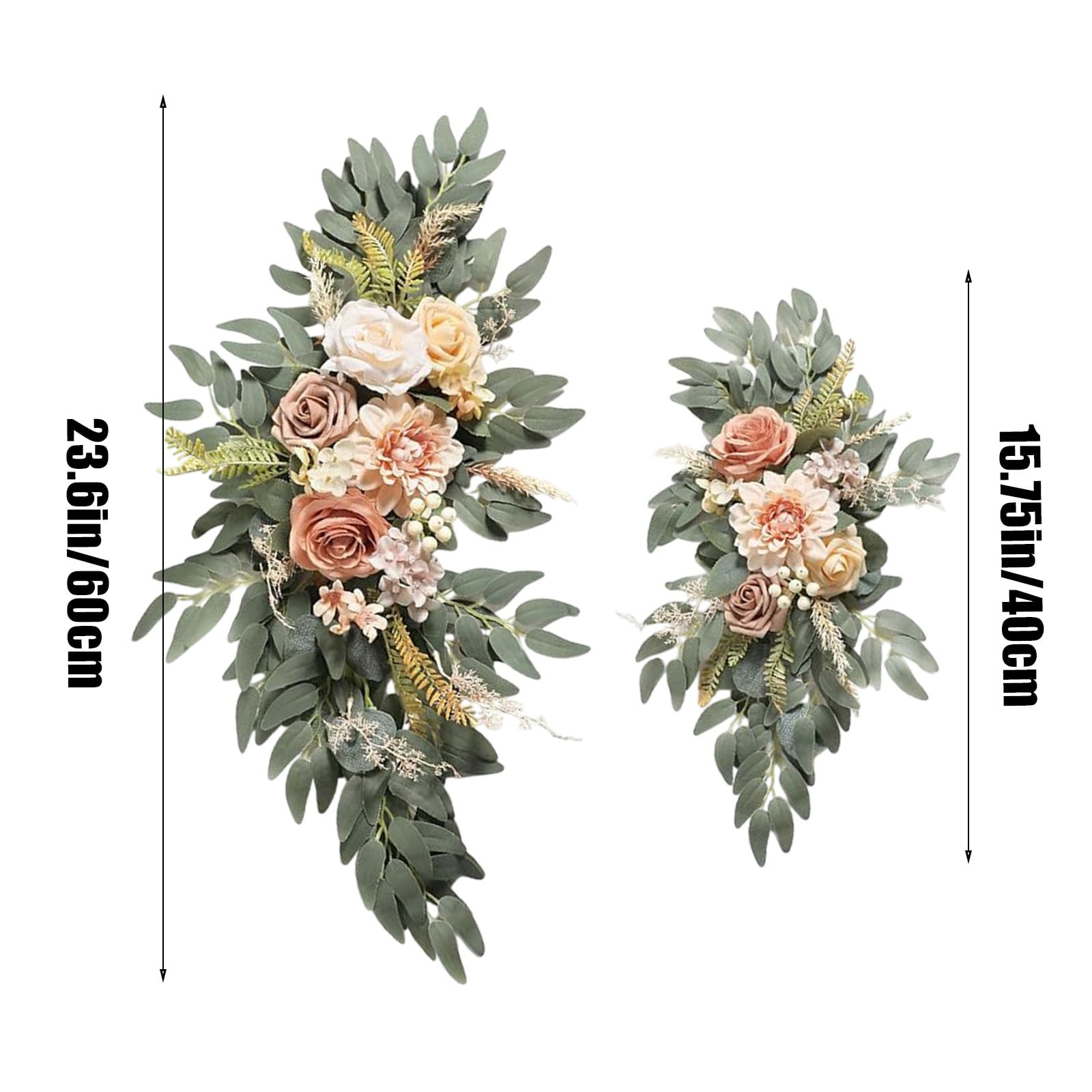 Wzzjkit Artificial Wedding Arch Flowers Kit Pack of 2, Arch Flowers Hanging Silk Flowers Arrangement Ceremony Spring Fake Rose Arbor Background Floral Party Outdoor Decor