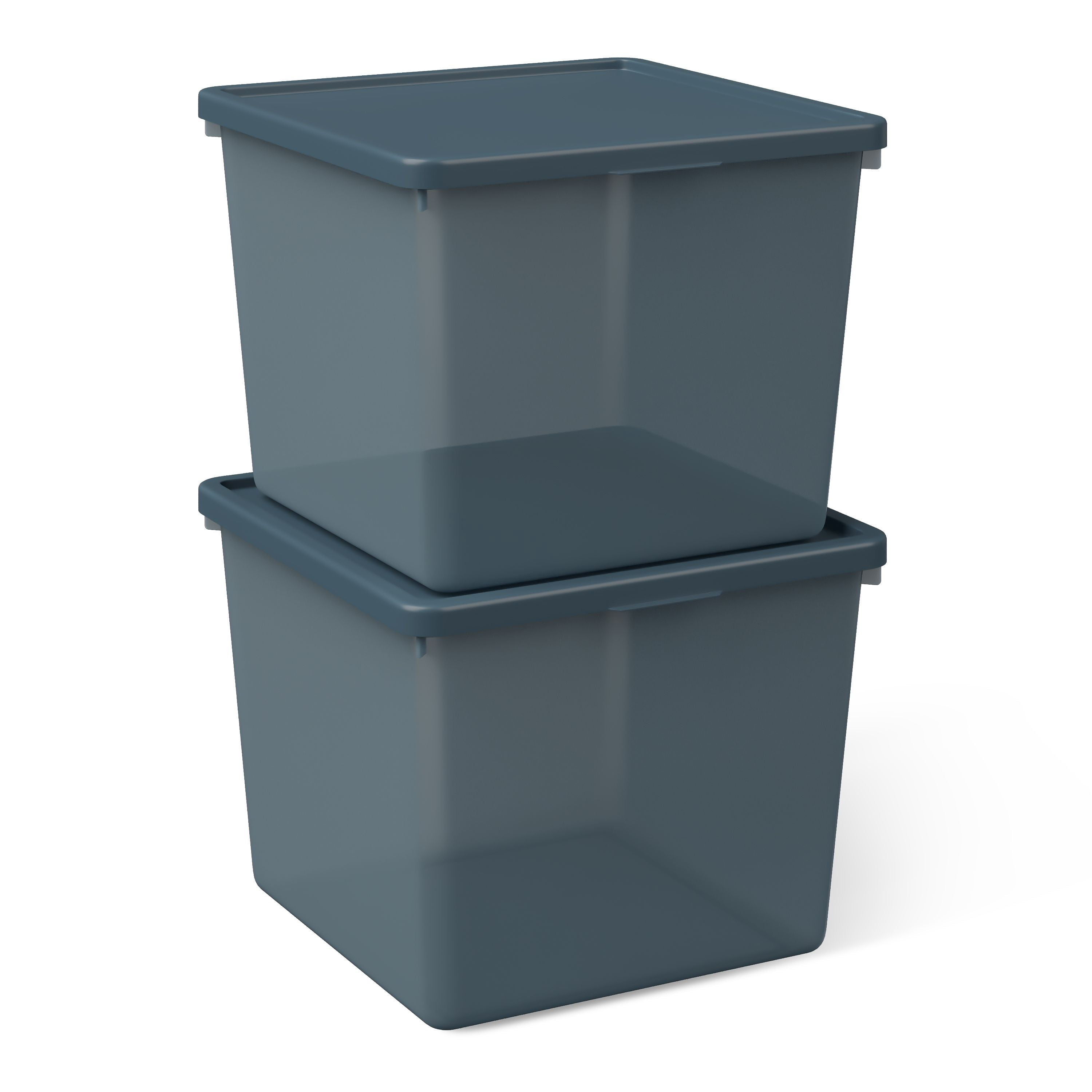 Mainstays Kids Blue Large Plastic Storage Bin with Lid, 4 Pack