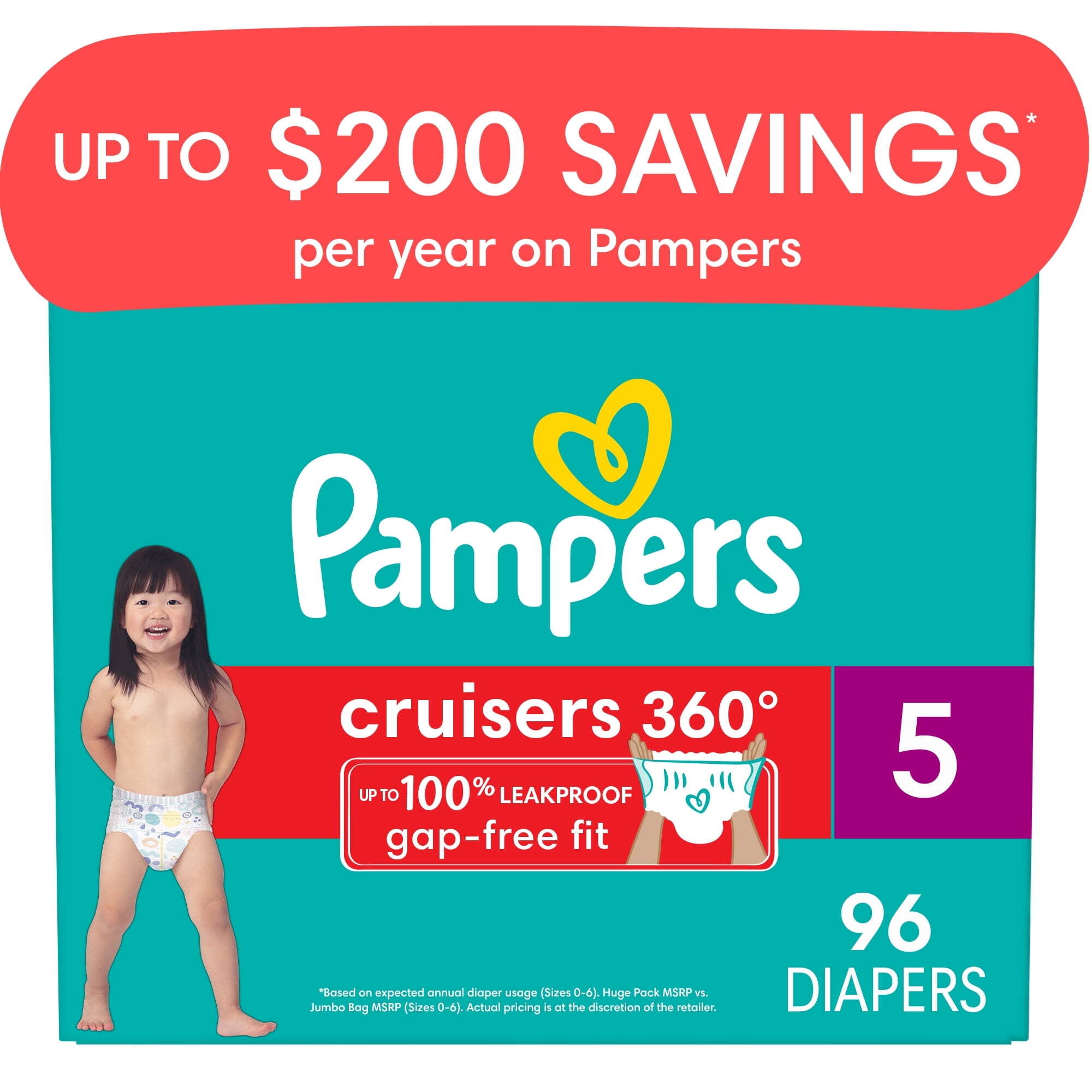Pampers Cruisers Diapers 360 Size 5, 96 Count (Select for More