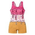 thumbnail image 4 of oqasdz Girls One Piece Swimsuits U Neck Sleeveless Rash Guard Stylish Print Bathing Suit for Kids Youth Swimming Casual Vacation, 4 of 5