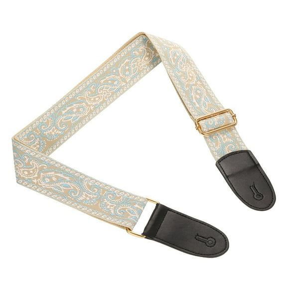 Guitar Strap, Adjustable Straps with Light Gold Buckle, Blue-White Pattern