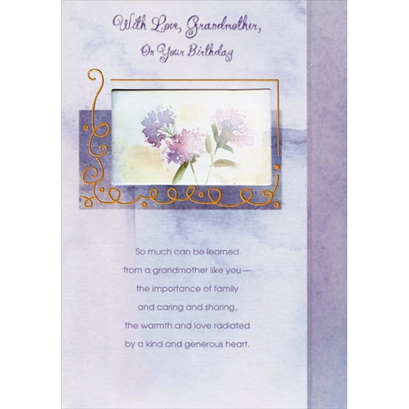 Designer Greetings So Much Can Be Learned: 3 Flowers in Die Cut Window Birthday Card for Grandmother