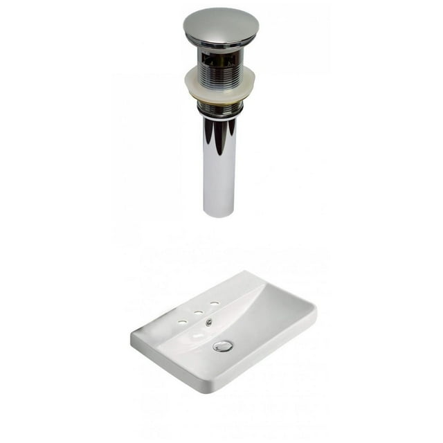 American Imaginations 19.88-in. W 3H8-in. Ceramic Top Set In White Color - Overflow Drain Incl. AI-30738