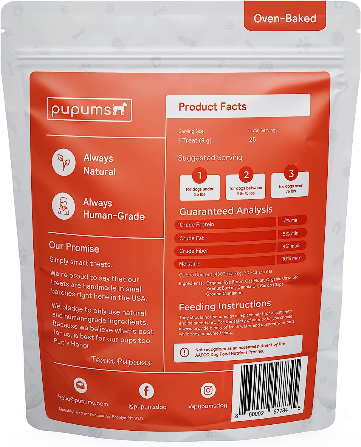 Pupums Healthy Dog Treats | All Natural Dog Biscuits with 100% Human Grade and Non-GMO Ingredients | Made in The USA | Handcrafted | Made For All Dog Sizes and Ages | Various Flavors