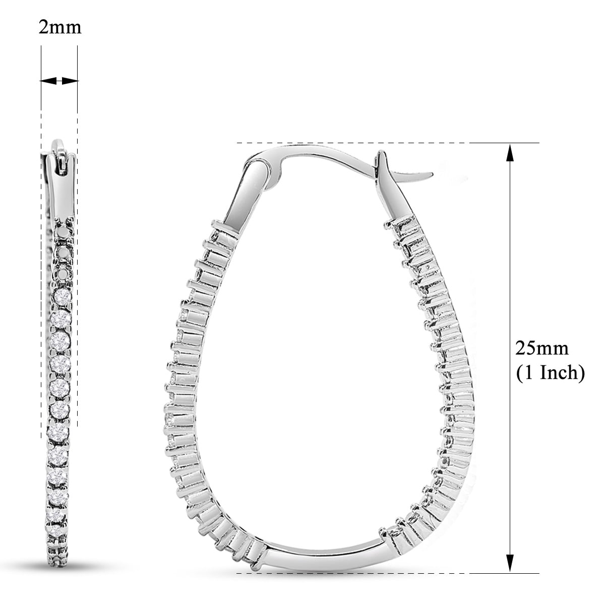 SuperJeweler 1/4 Carat Diamond Hoop Earrings In Rhodium Plated, 1 Inch For Women