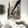 thumbnail image 3 of NYC Scene Tapestry, Vintage Style Old Picturesque Queensboro Bridge, Wall Hanging for Bedroom Living Room Dorm Decor, 60W X 80L Inches, Charcoal Grey Pale Mustard Champagne Taupe, by Ambesonne, 3 of 5