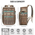 thumbnail image 3 of Plaid Stripes Symmetrical Cooler Backpack - 20L Insulated Leakproof Bag, Rustic Style Nordic, 3 of 6