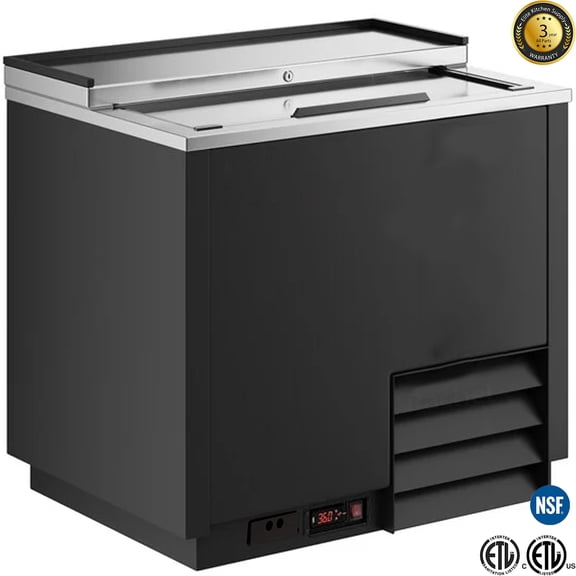 36" Commercial Glass Froster Freezer – Two Sliding Lids, 165 Mug Capacity, 0°F Cooling, R290 Refrigerant, 115V