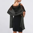 thumbnail image 2 of Ediodpoh Elegant Womens Shawl Wrap Evening Party Bridal Silk Scarf Champagne Color Stole for Dresses Black, 2 of 5