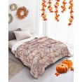 thumbnail image 4 of Fall Flannel Blanket for Bed,Travel and Camping, Thanksgiving Pink Pumpkin Eucalyptus Leaves Linen Super Soft Cozy Blanket for All Seasons 60"x80", 4 of 6