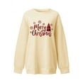 thumbnail image 3 of TWZH Women Merry Christmas Snowflake Xmas Print Crew Neck Checkered Top, 3 of 3