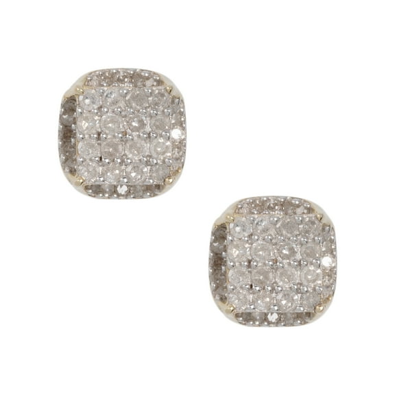 Micro-Pavé Square Diamond Stud Unisex Adult Earrings 0.46ct 10K Yellow Gold, 1.82 Gr - Goldum NYC