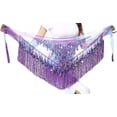 thumbnail image 5 of Belly Dance Hip Scarf with Tassels Sequins, Triangle Coins Wrap Skirt Music Festival Clothing, 5 of 7