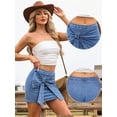 thumbnail image 2 of DARING DIVA Women's Wrap Front Bow Stretchy Bodycon Jean Skirts X-Small Blue, 2 of 6