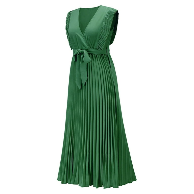 Beach Long Skirt Fashion Slim Leaf Sleeve Chiffon Pleated Skirt