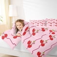 thumbnail image 4 of Feelyou Pink Cherry Queen Comforter Set, Princess Cartoon Bedding Comforter Set, 3pcs, 4 of 8