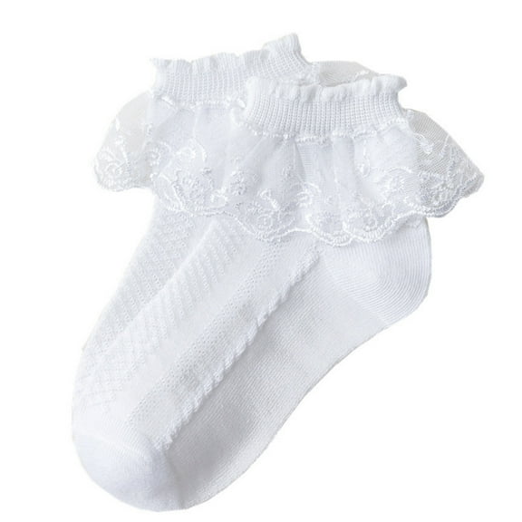 TELOLY 6Pairs Socks Breathable  Sweat-absorbent White Ruffle Sockswhite Lace Ruffle Socks White