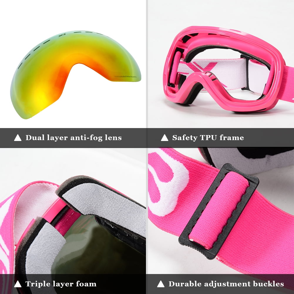 pink ski goggles