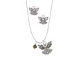 thumbnail image 2 of Delight Jewelry Brown Crystal Bicone Silver tone Guardian Angel Charm Necklace and Stud Earrings, 2 of 4