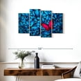thumbnail image 3 of Elephant Stock Lone Red Butterfly Wall Art - Horizontal Multi Panel Canvas - Living Room Wall Decor - Animal Multi Panel - Blue And Pink Decor - 36" x 22", 3 of 8