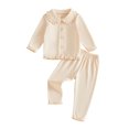 thumbnail image 6 of OJSFQUFP Girls Comfortable and Breathable Homewear Set Solid Color Long Sleeved Top Shorts Two Piece Set, 6 of 6