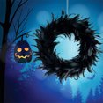 thumbnail image 2 of Decoración de Halloween Decoraciones de Halloween Corona de Puerta Corona de Flores de Plumas Negras Colgante de Puerta de Pared Decoración de Fiesta de Festival Decoraciones(Buy 2 Save 10%), 2 of 9
