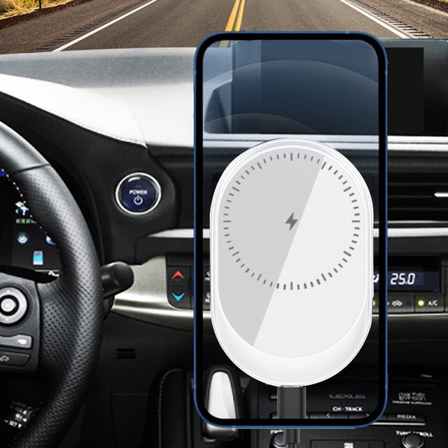 Cargador de coche, cargador inalámbrico para coche, carga magnética, carga rápida de 15 W, material ABS de fuerte adsorción, apto para todo tipo de vehículos y teléfonos móviles.