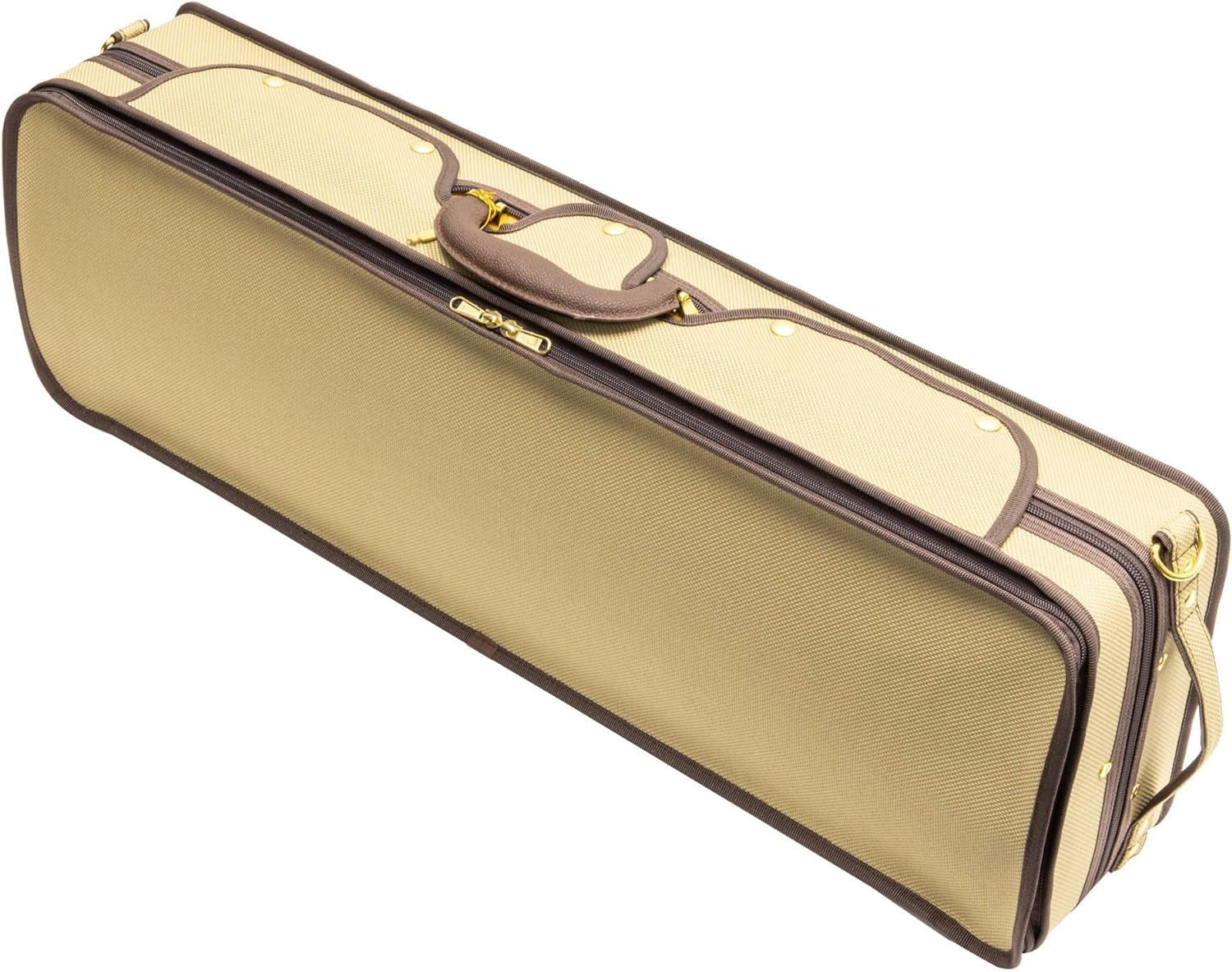 MI&VI NF-9001CC Maestro Hard-Shell Violin Case 4/4 (Full Size) Polishing Cloth Included | Luxury Silk Interior | High-Density | Adjustable Straps | Hygrometer | Thermometer (Beige)