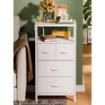 thumbnail image 4 of 4 Drawer Dresser with Led Light and Charging Station, White Night Stand with Storage Shelf and Fabric & PVC Drawer, 33 Inch Bedside Table, Tall Nightstand for Entryway, Bedroom Furniture,White, 4 of 18