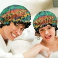 thumbnail image 6 of Shower Caps,Symmetric Geometric Pattern Waterproof Shower Cap for Women 4 Pieces,Double Reusable Hair Cover for Shower PEVA Elastic Stretch Hem, 6 of 7