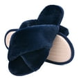 thumbnail image 2 of LORDFON Open Toe Cross Band Womens House Slippers Fluffy Indoor Slip On Slippers, 2 of 7