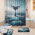 thumbnail image 2 of Shower Curtain Set 4 Piece for Bathroom Decoration, White Rose Bathroom Sets with 1 Fabric Shower Curtain and 3 Non-Slip Bathroom Rugs Accessories with Hooks, 2 of 8